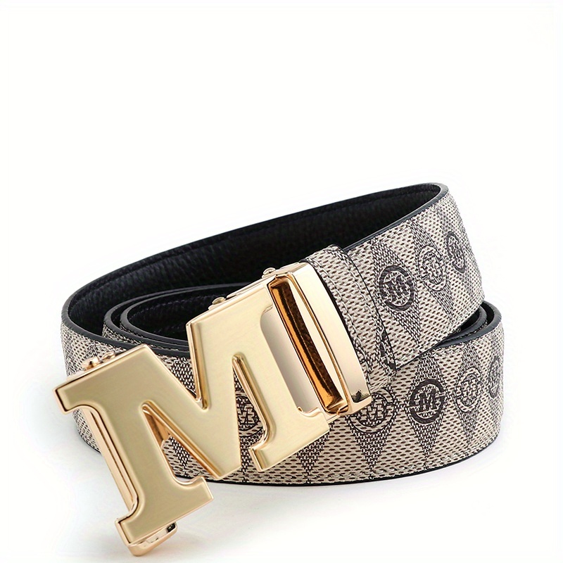 Minimalist Retro Men's Belt Alloy Buckle Printed Waistband